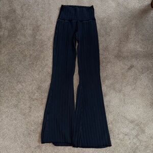 Aerie Black Ribbed Flare Pants